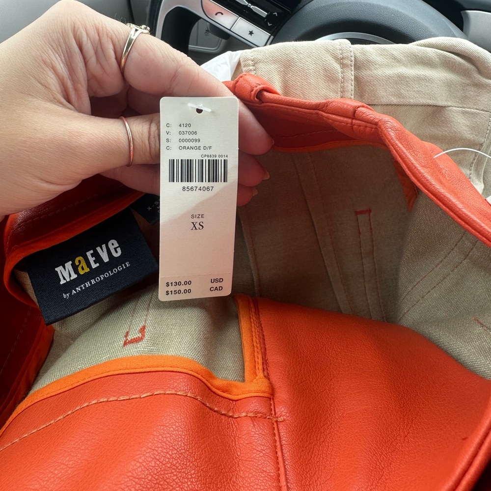 NWT-Anthropologie Maeve The Colette Dark
Orange Faux Leather Skirt - Picture 4 of 6
